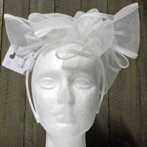 New Little Girl Char Fascinator White Bow Headband